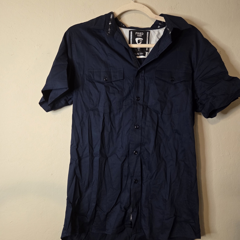 Fried Navy Casual Button Down Shirt for Men